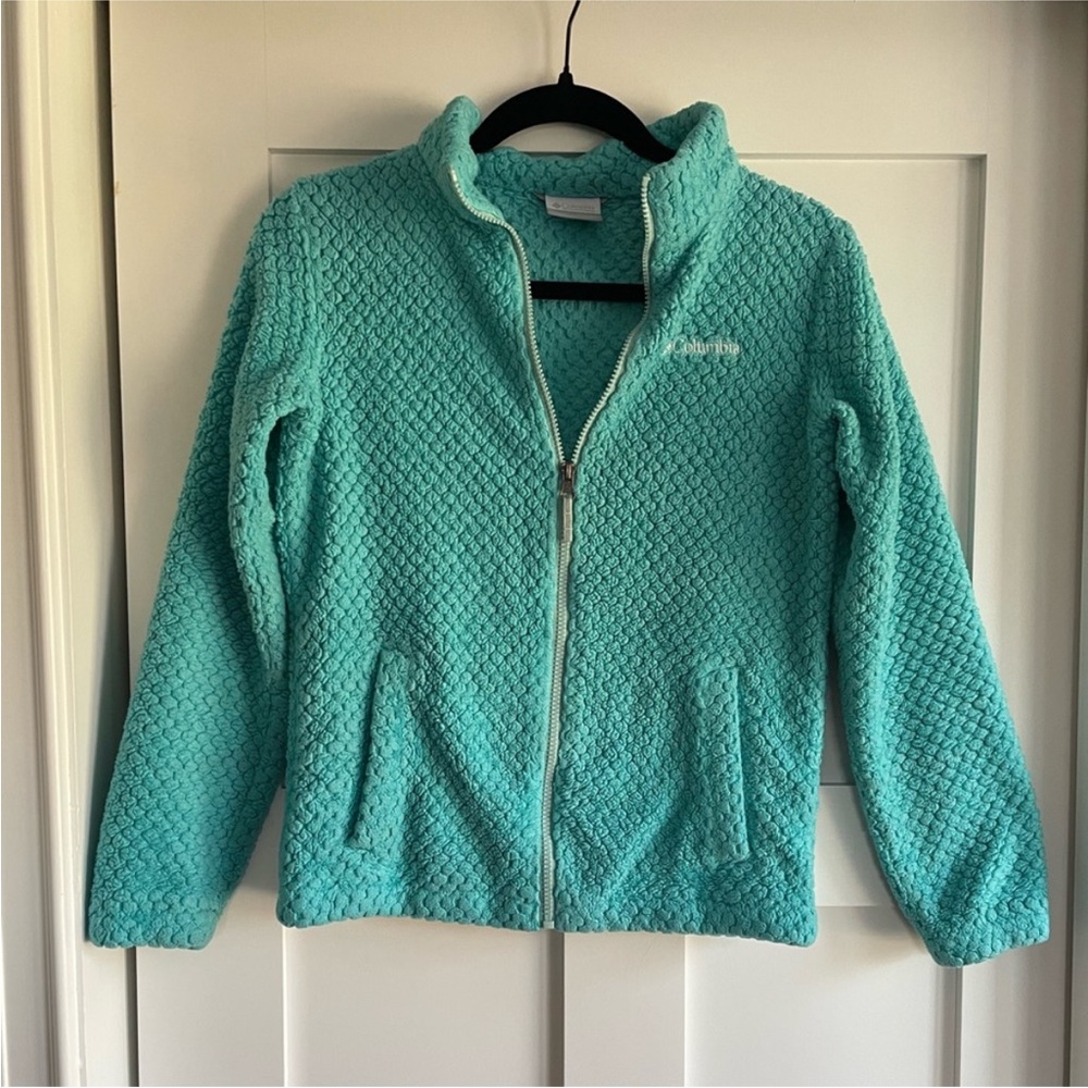 Columbia Girls Fleece Jacket in Teal. Size Large (14/16).